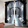 2Pcs Spaceship Interior Curtains Spacecraft Aisle Space Station Stars Curtain Suitable For Bedroom Living Room A