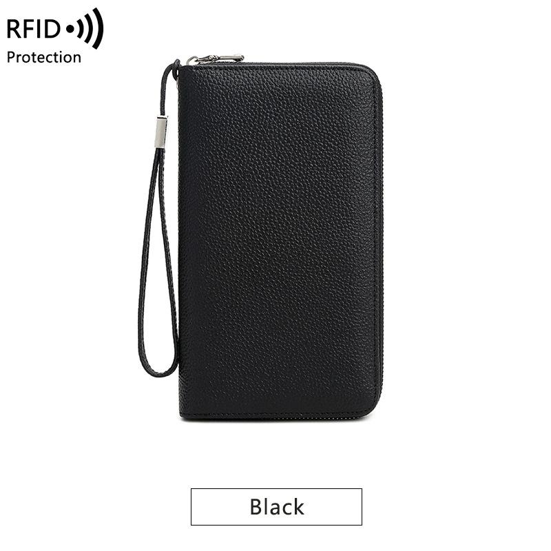 

Кожаный кошелек, женская сумка, новый нишевый дизайн, длинный кошелек, сумка из коровьей кожи, вмещающая мобильный телефон чёрный