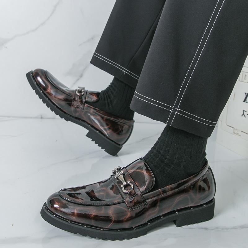 Fashion Designer New Thick-sole Loafers New Men's Green Brown Patent Leather Shoes Designer Formal Wedding Dress Homecoming Footwear