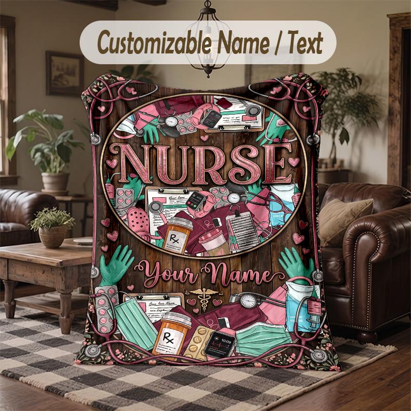 Northern Lights Bear Theme Throw Blanket Custom Name Text Personalized Blanket Soft Cozy Blanket for Home Sofa Bed