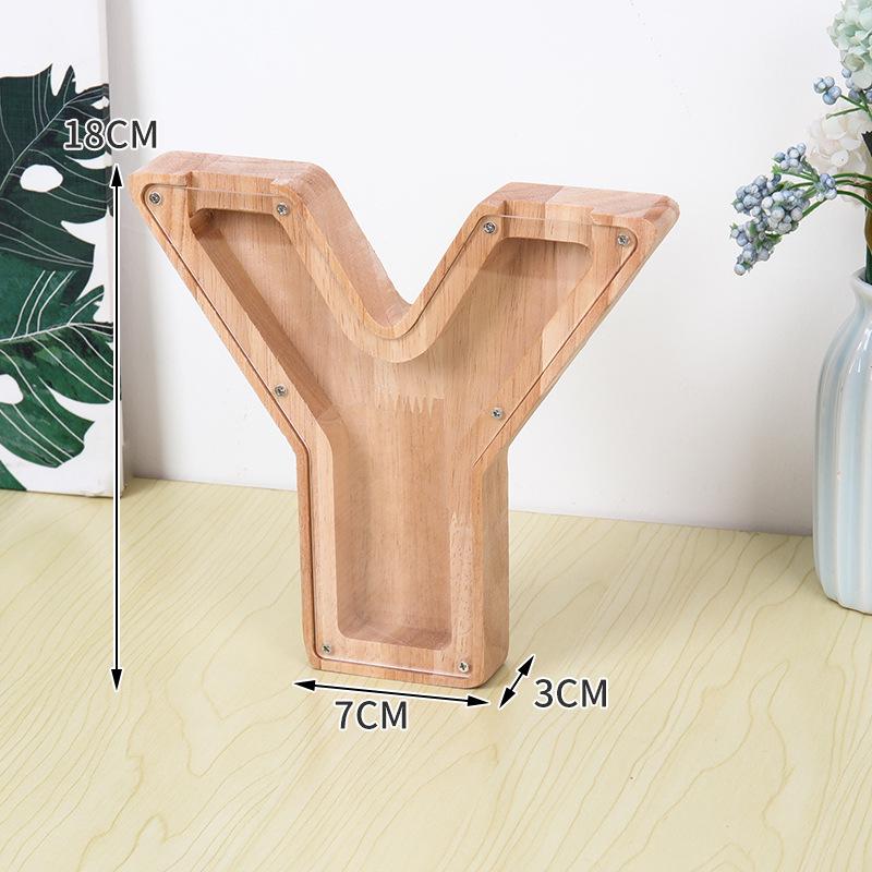 Alphabet Wooden & Acrylic Piggy Bank for Kids - Transparent Animal Design