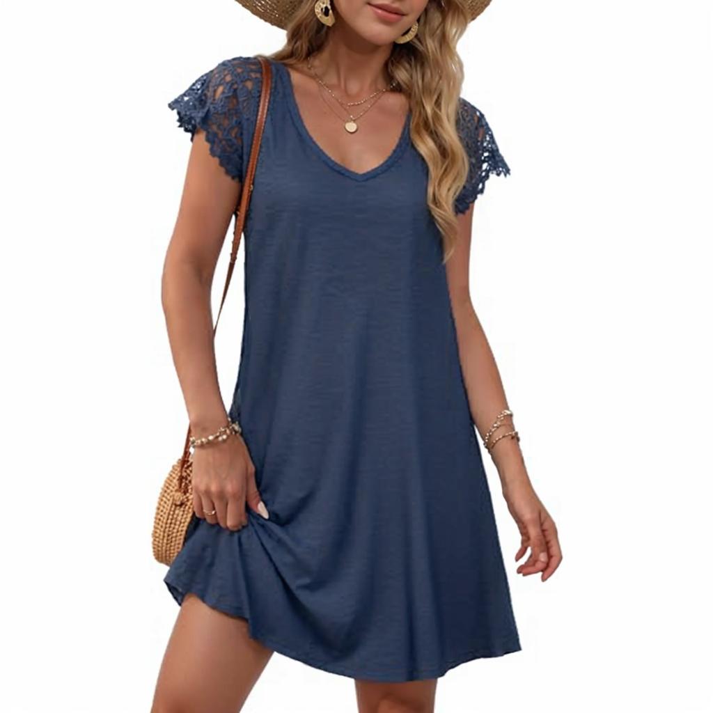 Women's Fashion Resort Lace Short-Sleeve Dress
