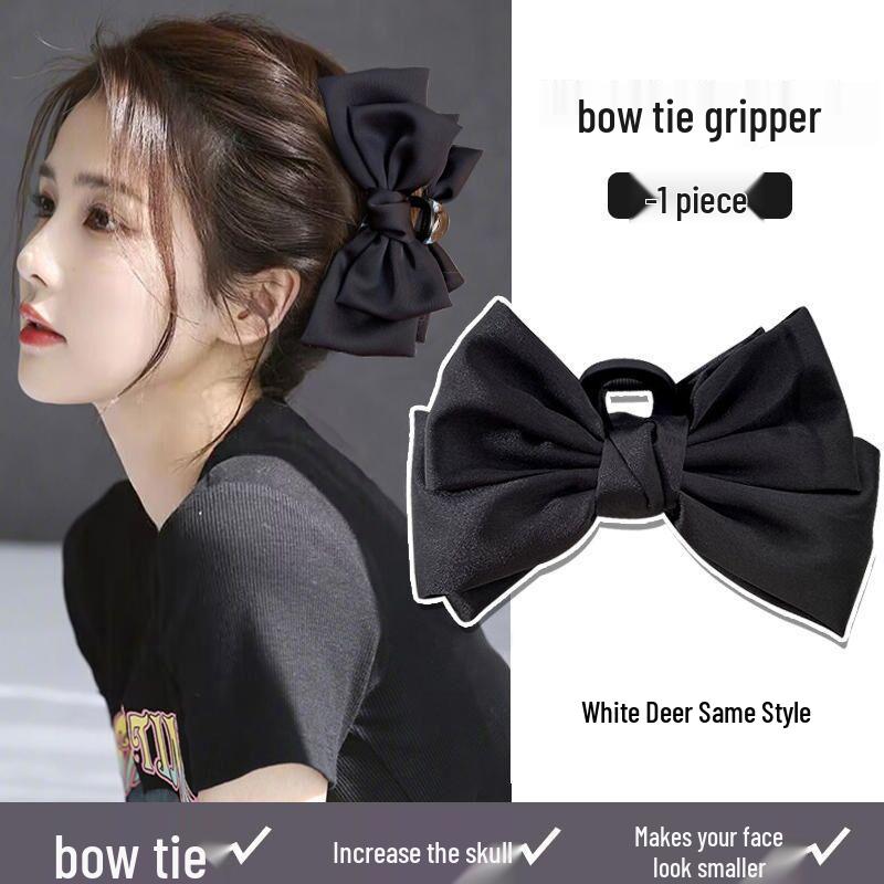 Elegant French Red & Black Velvet Bow Hair Clip: Women's Artistic Temperament Headpiece