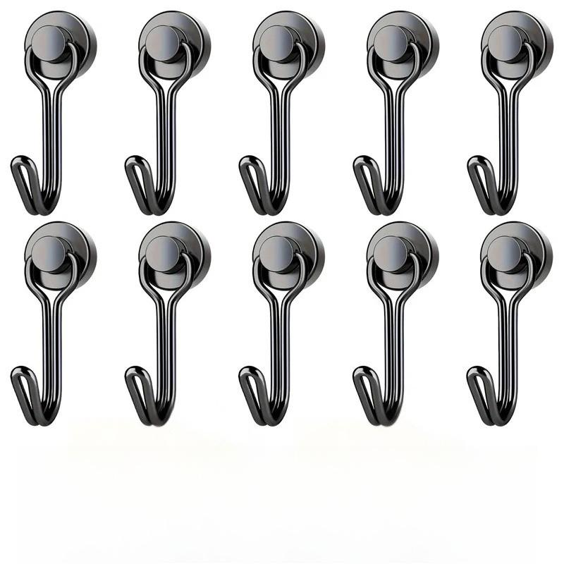 20pcs Black Magnetic Hooks Cruis Heavy Duty Neodymium Rare Earth Magnetic Hangers, Extra Strong Magnets with Hook for Hanging, R