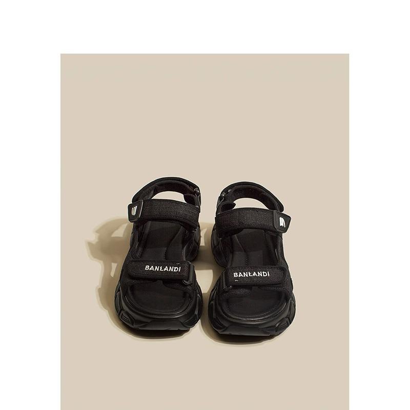 

Fashion Concise Women s Platforms Sneaker Sandals 2025 New Comfortable Non Slip Casual Beach Shoes Height Increase Summer Shoes 35 чёрный