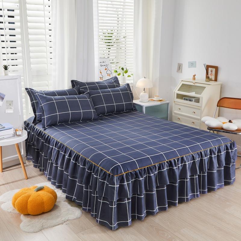 3Pcs Bed Sheet Lace Skirt Elastic Fitted Double Bedspread With Pillowcases Mattress Cover Bedding Set Elastic  Bedsheet Set