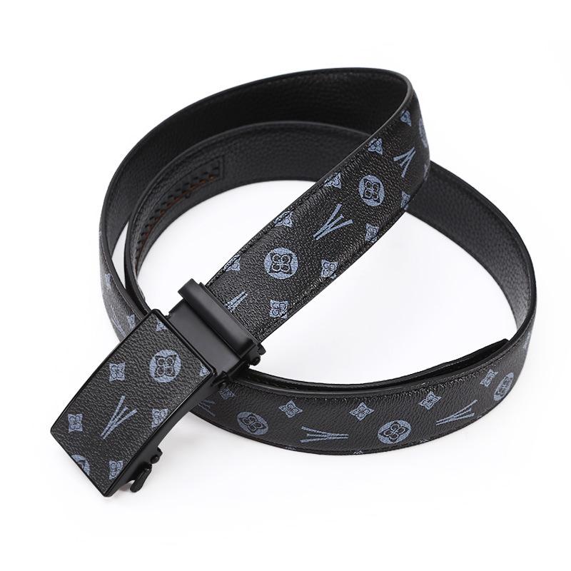 Cinto de Couro Masculino Negócios Combinação Total Cinto com Fivela Automática Cinto de Calças para Homens de Meia-idade e Jovens