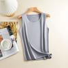 Kvinner Bunnvest Is Silke Sømløs Ermeløs Pure Color Plus Size Stretchy Rundhals Tørr Tørr Kjøling Camisole Sommer Dating Kontorferie