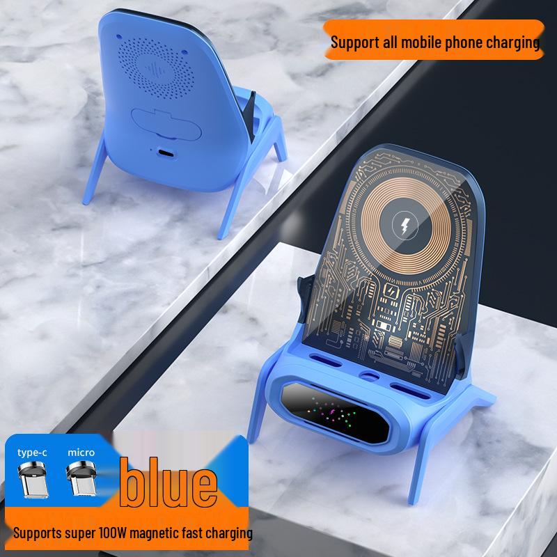 Fast Charging Transparent Wireless Speaker & Phone Holder with Magnetic Suction
