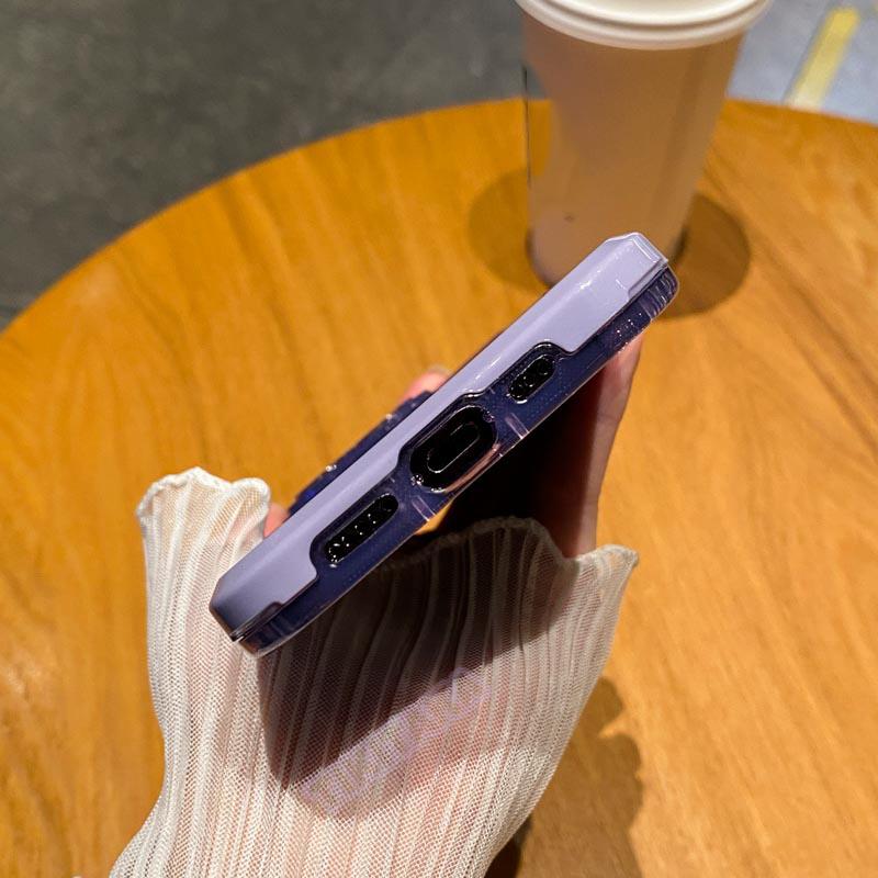 Suport de suport invizibil Husă transparentă pentru telefon pentru Iphone 14 13 12 11 Pro Max Husă rezistentă la șocuri din silicon de culoare caramelă pentru Iphone 14plus