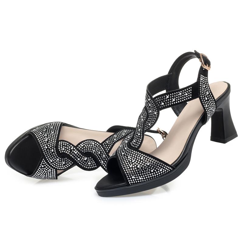 Fashion AIYUQI Sandals Women 2025 New Fashion Summer Sandals Women Open Toe Rhinestone High Heels Roman Shoes Women