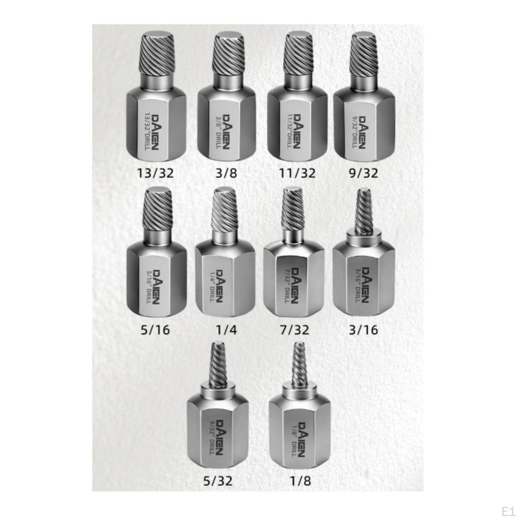 10 Pieces Screw Extractor with Drill Adapter SpiralFluted Damaged Set Broken for
