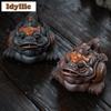Yixing Zisha Wealth-attracting Golden Toad Tea Pet Antique Tea Spirit Tea Figurine Play Toys Tea Statue Ornaments Supplies Gift