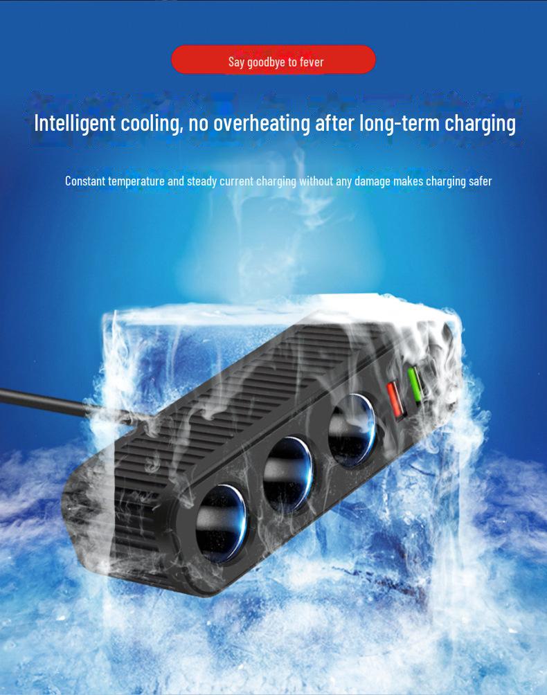 120W Dual USB + PD 30W Schnell-Autoladegerät: Ein-zu-Drei Zigarettenanzünderadapter mit intelligentem Multifunktionsladen.