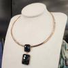 Atria Square Cut Onyx N Snake Necklace JTONEFR0028PKF