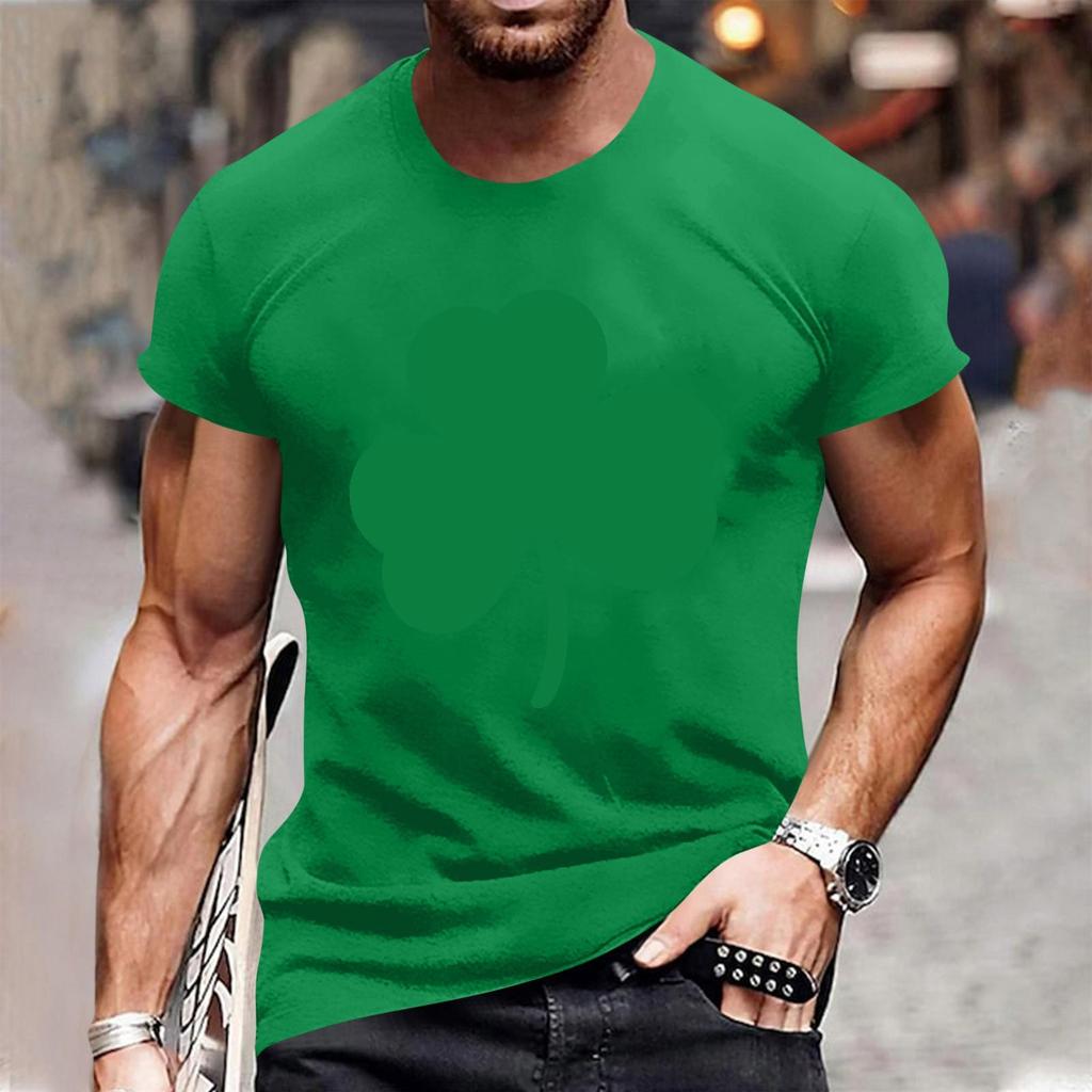 Popularny Męski T-shirt z Nadrukiem, Okrągły Dekolt, Krótki Rękaw