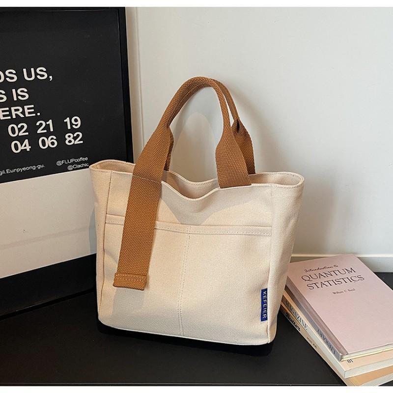 

Новая холщовая сумка в корейском стиле, простая, ретро, контрастного цвета, ручная сумка, для поездок на работу, повседневная, большая вместимость, универсальная, тканевая, модная покинуть белый