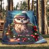 1pc Winter Wise Owl Decor Outdoor Flannel Blanket , Machine Washable Perfect Gift for Birthday , Holiday Travel Accessory , Durable Material