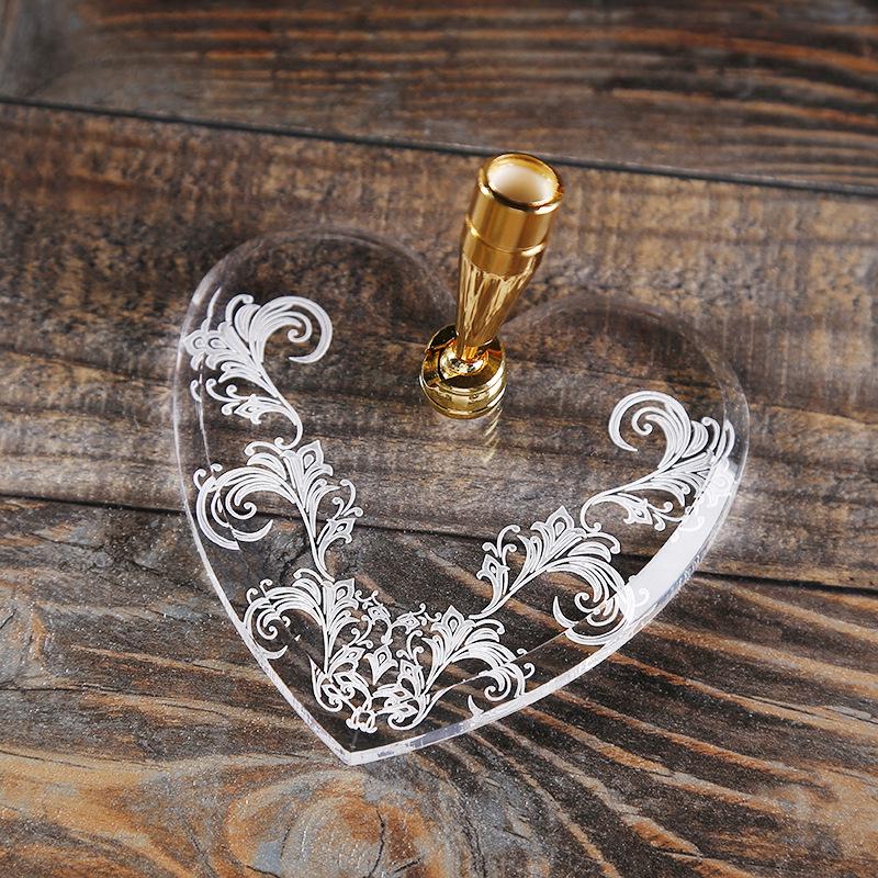 Metal and Acrylic Heart Crystal Pen Holder Set for Office Desk