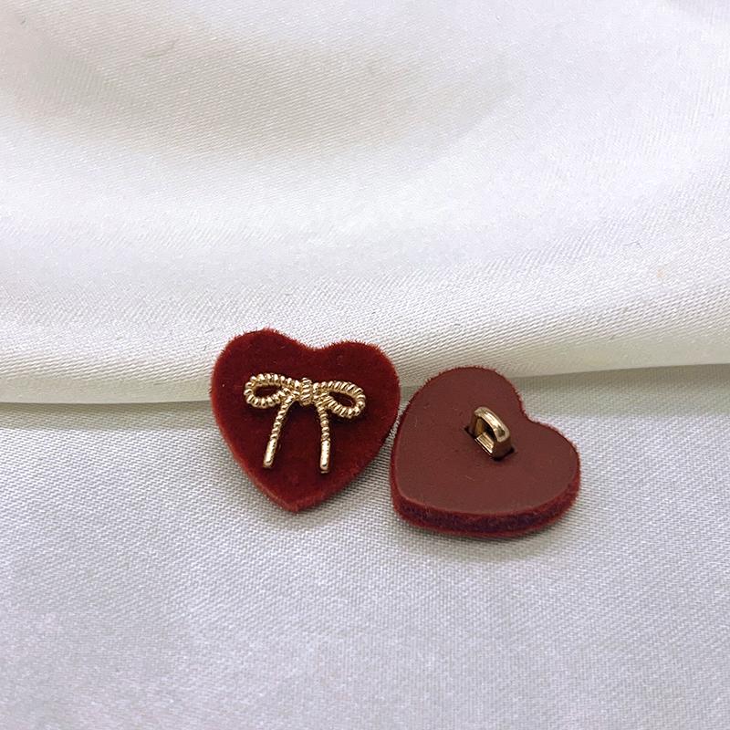 

Bowknot Heart Wool Trench Coat with Colorful Cardigan Buttons 15mm - 3 pieces вино красного