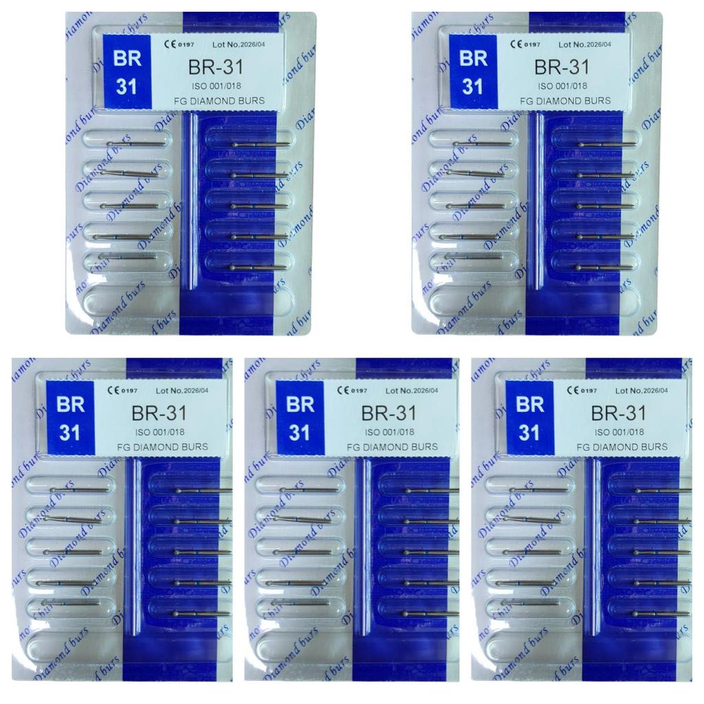 50pcs Dental High Speed Burs High Speed Handpiece Turbine Diamond Burs Diamond Polishing Tooth Preparation Dentist Material