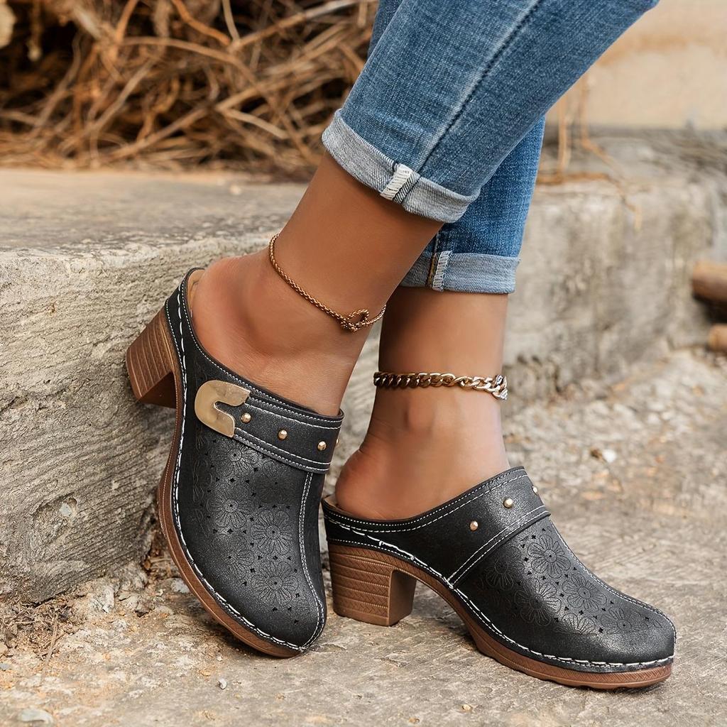 Stylish Closed Toe Mules Soft Sole Slip On Design Comfortable Walking Shoes Women