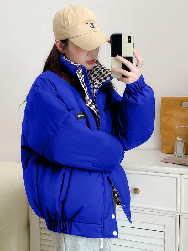 2023 Autumn/Winter Korean-Style Women's Thick Padded Short Down Coat with Stand Collar