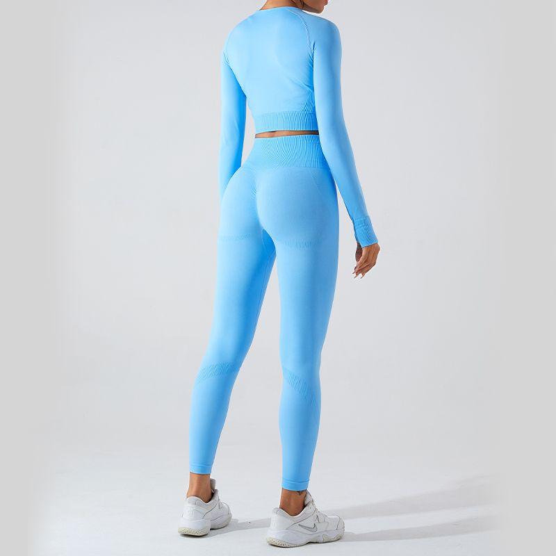 Yoga Clothes Suit Women's 2023 New Arrival Fall and Winter Tight Long Sleeves Fitness Clothes Tops Fancy Bright Color Sports Quick-Drying