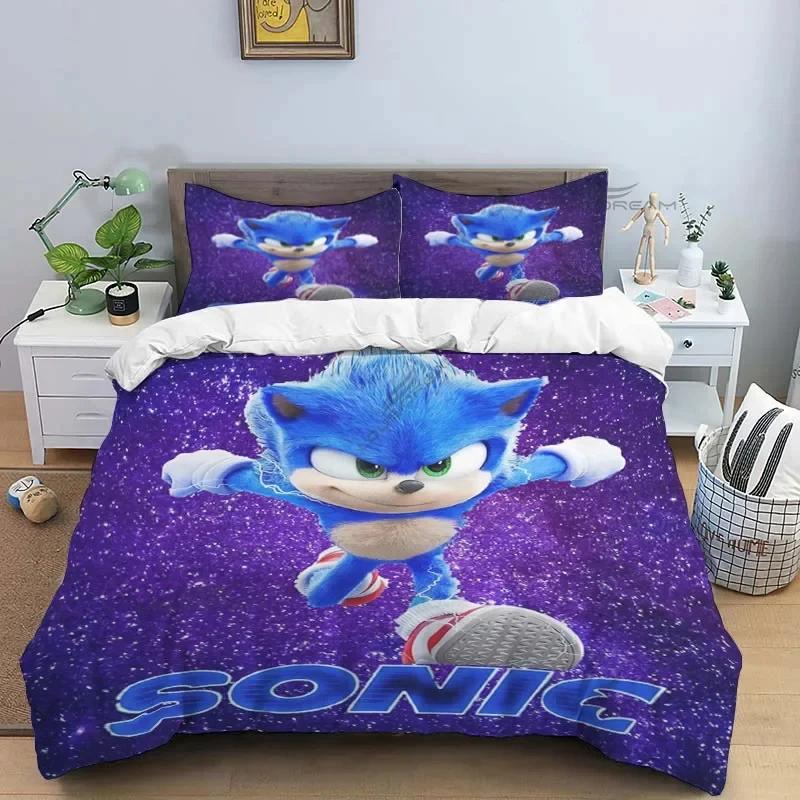 3D Cartoon Game Hedgehog Comforter Bedding Set,Duvet Cover Bed Set Quilt Cover Pillowcase,King Queen Size Bedding Set