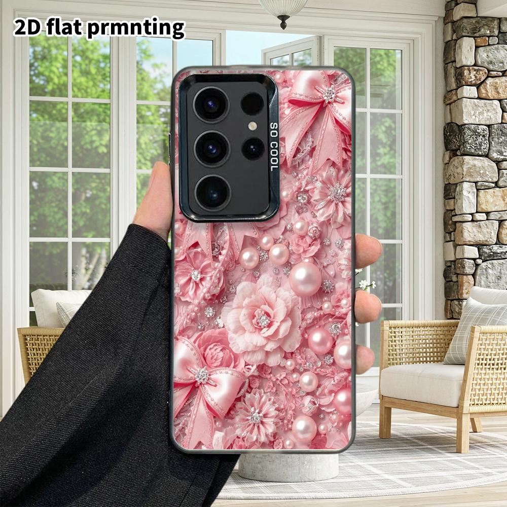Phone Case: 2D Flat Samsung Galaxy A34 A35 M05 M06 S20 S22 S21 FE Plus 5G Protective Case, Couple Style, Bowknot Floral, Christmas and Halloween Gifts