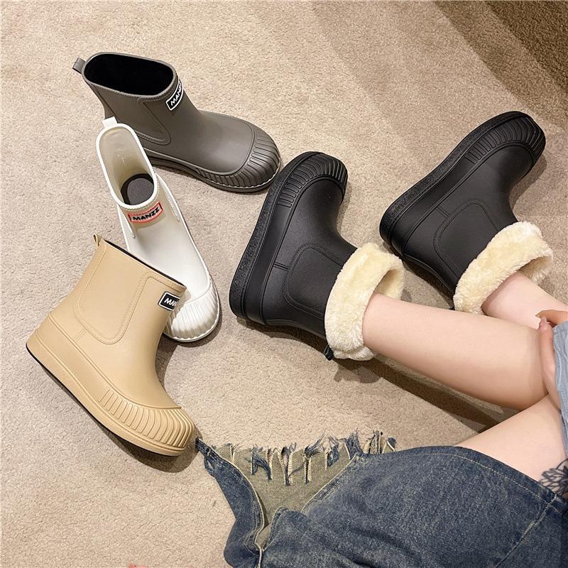 Fashion bundle rain shoes women's low tube rain boots four seasons wear work shoes car wash waterproof non-slip comfortable rubber shoes