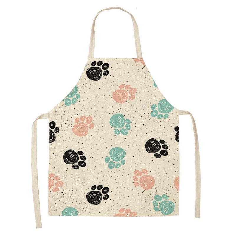 Bulldog Dachshund Pug Dog Kitchen Apron Printed Cotton Linen Women Bib Household Cooking Cleaning Tool