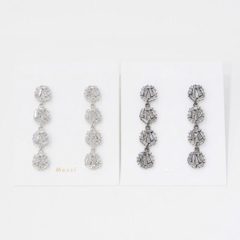 

Women s Silver Black Circle Cubic Long Drop Earrings A31835_Black