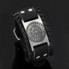 Viking Snowflake Bracelet for Men Nordic Vegvisir Compass Leather Bangle with Runes Stylish Viking Jewelry