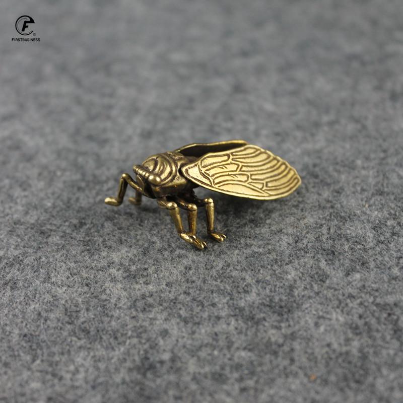 Retro Brass Ccicada Statue Desktop Ornament Metal Cute Small Animal Figurines Miniatures Home Decoration Accessories