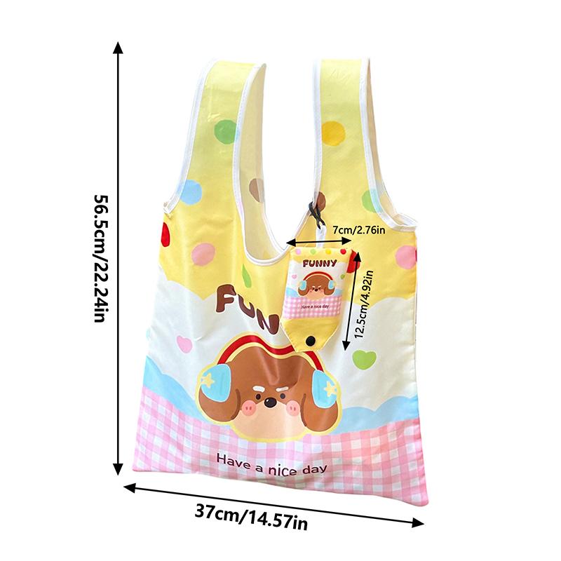 Cute Cartoon Handbag Portable Arrival Reusable Shopping Bag Foldable Tote Pouch Large Capacity Shoulder Bags Girls Gift