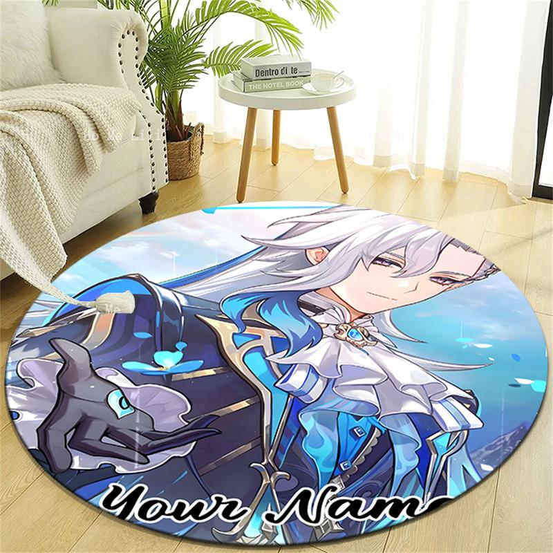 Personalized Genshin Impact Round Chair Office Rug - Perfect for Mat, Office Chair & More - Ideal Gift for Birthdays and Holidays