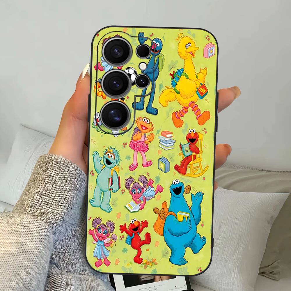 Cartoon S-Sesame S-Street Phone Case For Samsung S 24 Fe 25 Ultra Plus 20 Lite 21 30 22 23 24 22 Ultra 5G Fundas