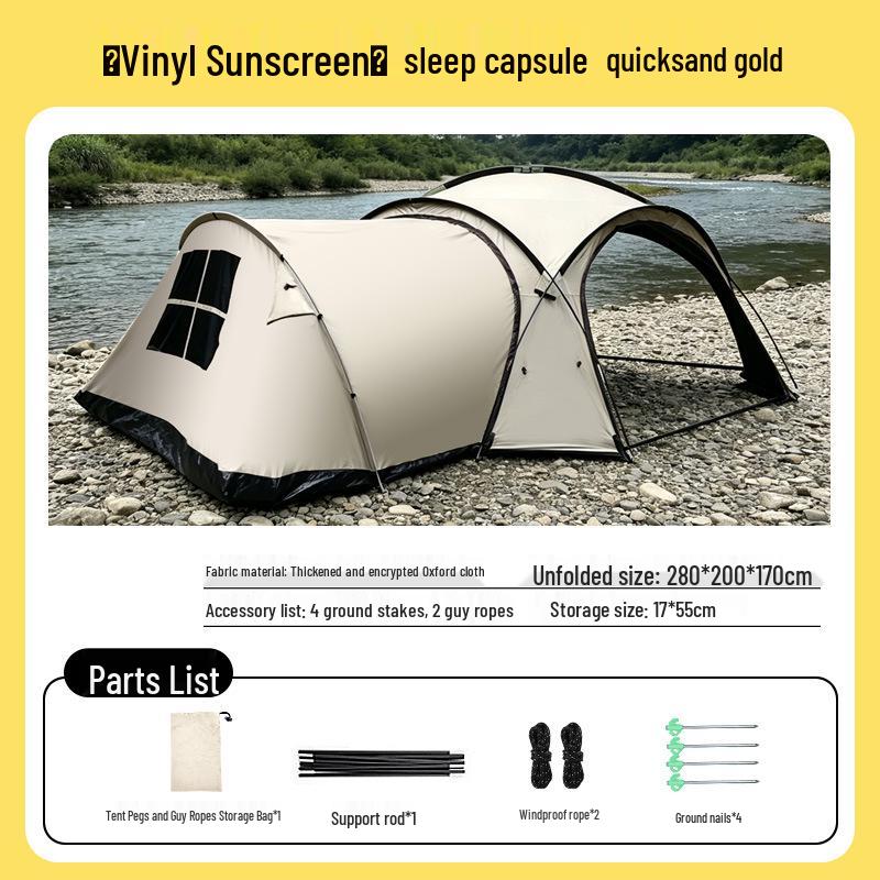 Tienda de campaña para coche con dosel de cúpula de vinilo negro: Entrega Rápida, Impermeable, Exteriores, Toldo para Sombrilla de Camping