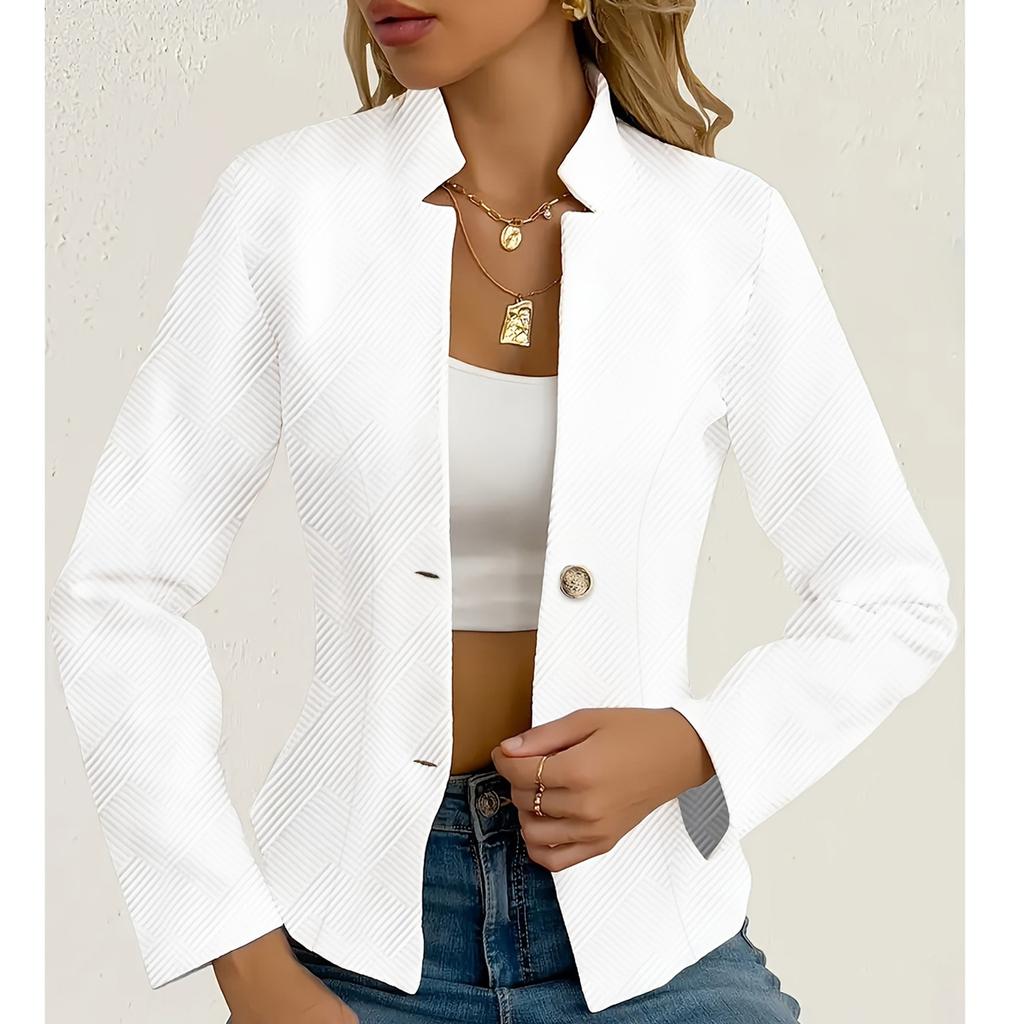 Women's Casual Solid Color Slim Fit Two Button Collar With Missing Corners Long Sleeved Suit Jacket