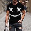 Camiseta de verano con estampado 3D para hombre, sencilla, con estampado de rayas a cuadros, fresca, transpirable, de manga corta, informal, moderna, de gran tamaño