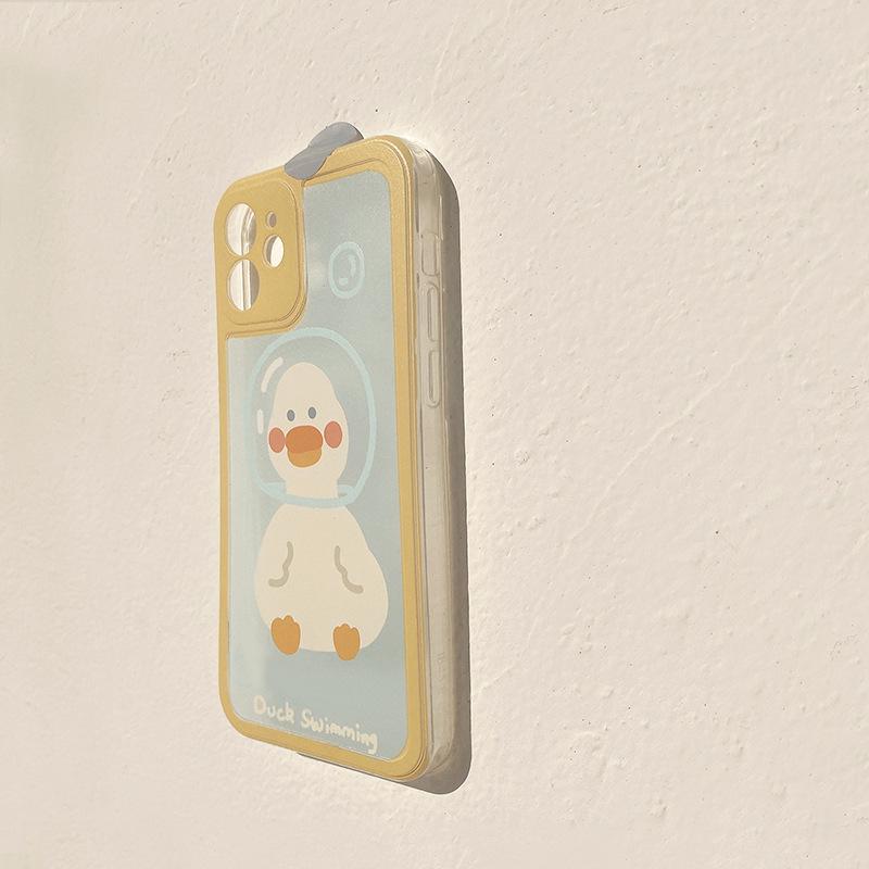 Cute Cartoon Duck IPhone 16 ProMAX Mobile Phone Case 13 Apple 14 Suitable for 12 All Inclusive 15 Transparent 11 Soft Cover