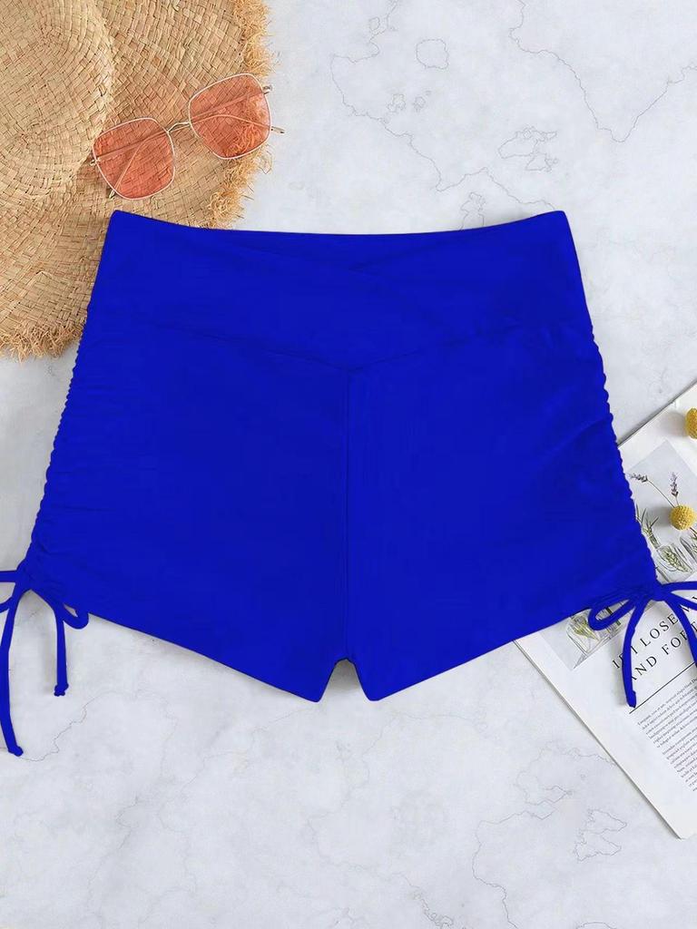 Women's High Waist Tummy Control Drawstring Bikini Bottoms - Butt Lifting, Anti-Exposure, In Stock