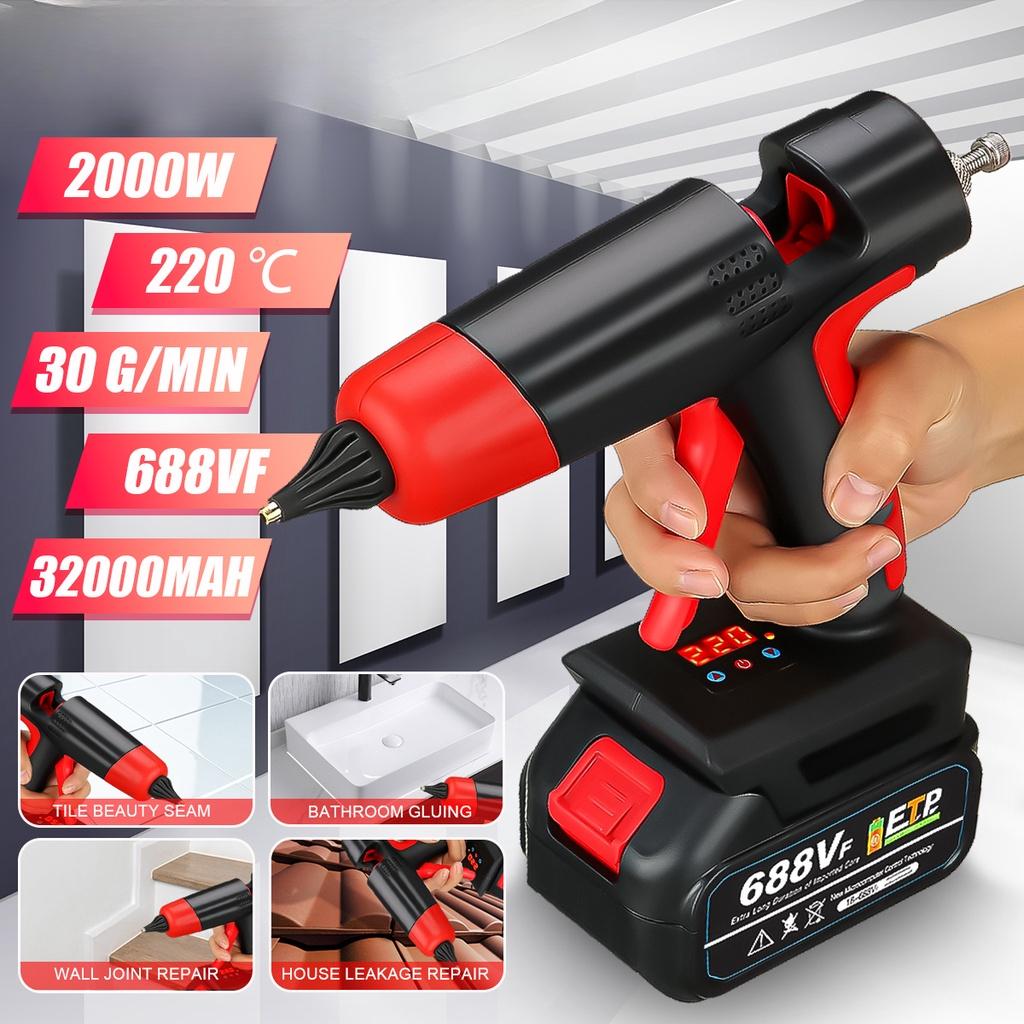 2000W 688VF Cordless Hot Melt Glue Gun Rechargeable Li-ion Battery High Power Home DIY Repair Tool For Battery 18V