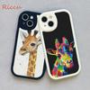 Aquarell Giraffe Malstil Handyhülle für Iphone 14 13 11 12 Pro MAX 13 MiNi 7 8 plus X XS XR Lammfell Schutzhüllen
