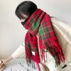 Winter Christmas red atmosphere soft waxy scarf female couple style holiday gift premium sense angola red plaid shawl