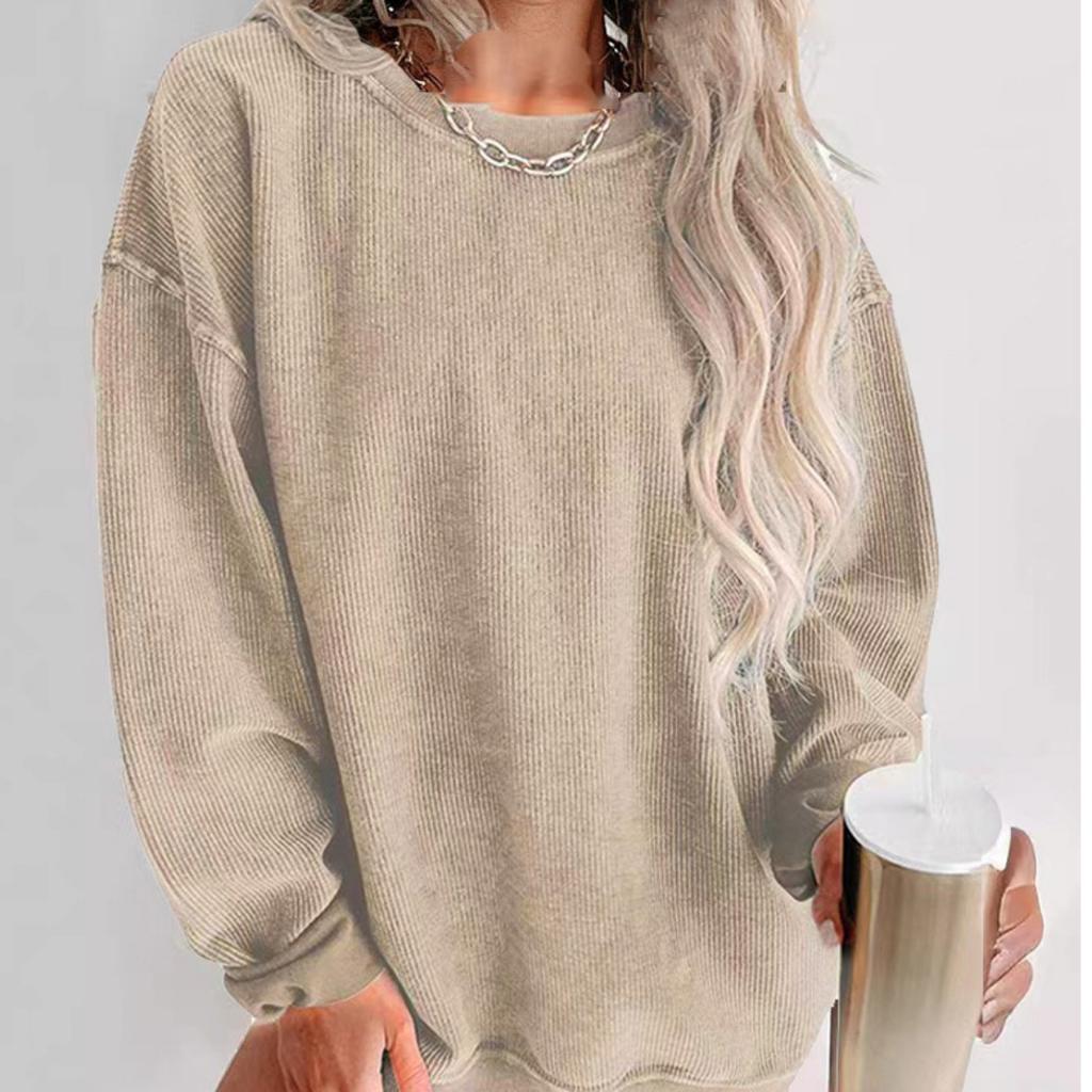 Autumn and Winter Comfortable Casual Pullover Loose Round Neck Fashionable Long Sleeved Sweatshirt for Women
