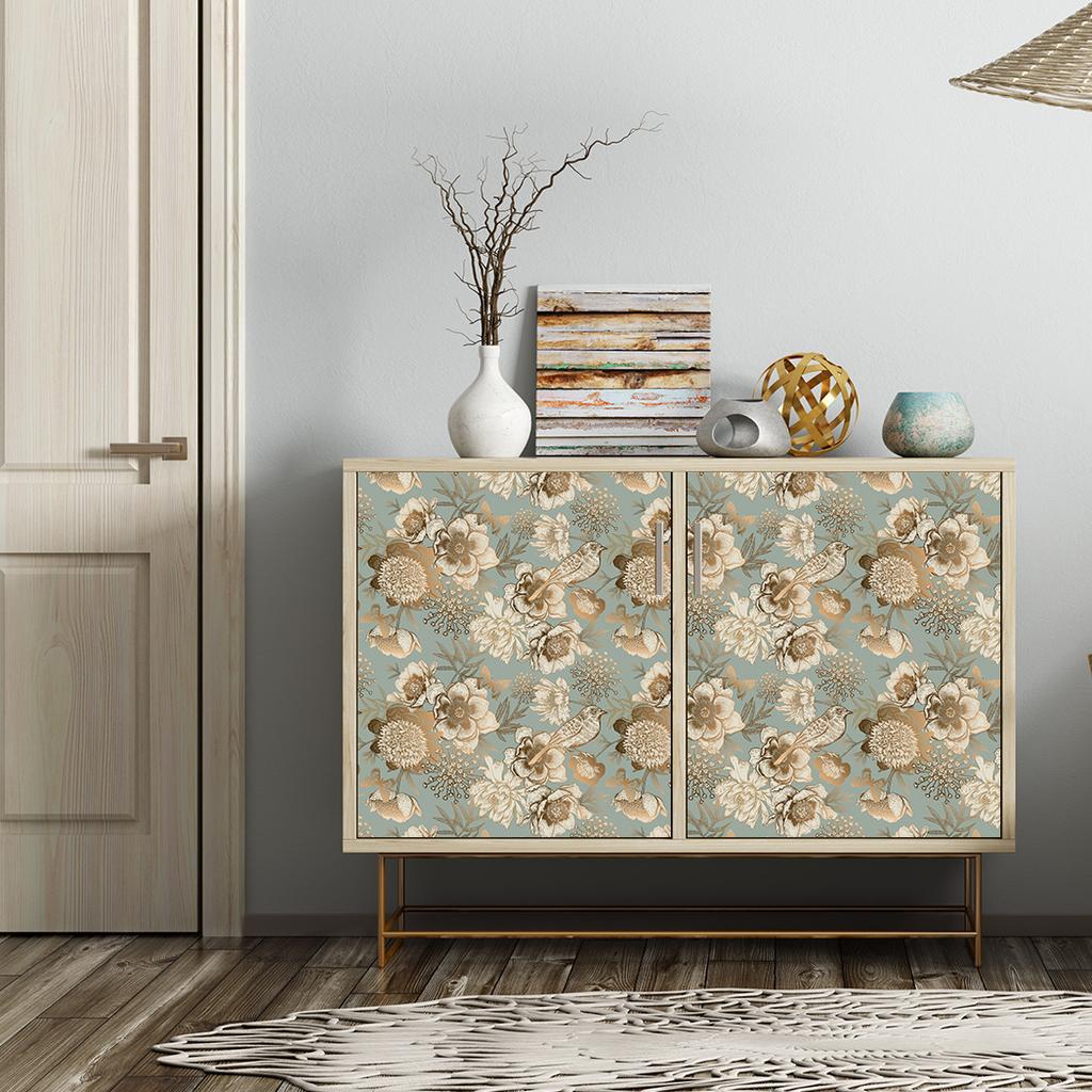 Vintage Floral Birds Tree Flower Self-Adhesive Wallpaper Peel And Stick Removable Wall Stickers for Bedroom Home Decor