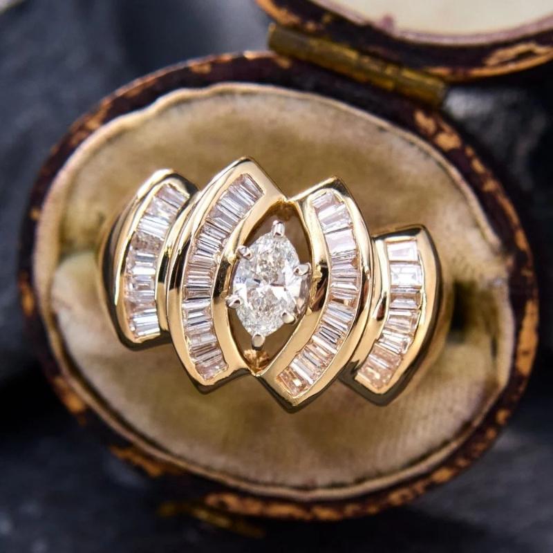 Fashionable and Sparkling Zircon Geometric Women's Ring, Retro and Trendy Holiday Party Accessories, Jewelry Gifts