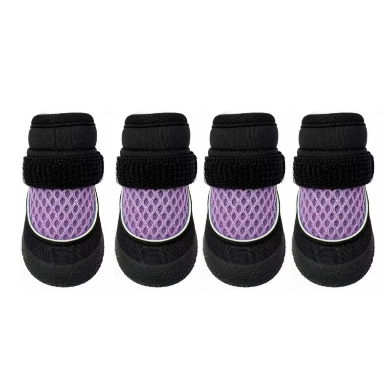 Small Dog Shoes Set with Light Upper, Grip Bottom Support, Small Dog Paw Shoes and 4 Piece Daily Summer Walk Use Plus